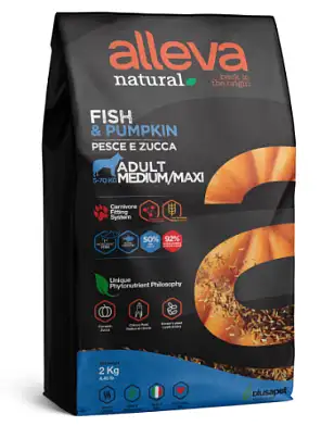 Alleva Natural Dog сухой корм для взрослых собак средних и крупных пород с рыбой и тыквой