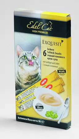Купить edel cat Лакомства для кошек крем-суп с птицей и печенью